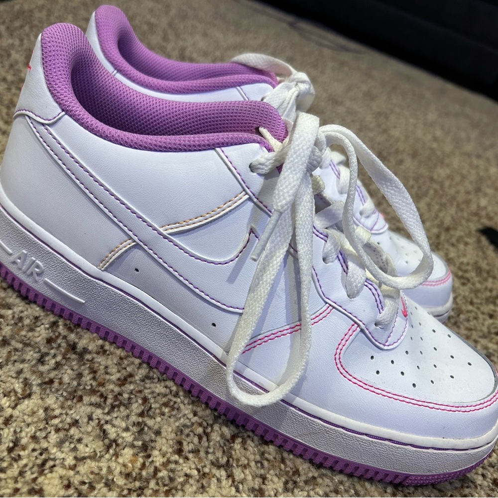 Kids White and Purple Sneakers